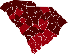 COVID-19 Prevalence in South Carolina by county.svg