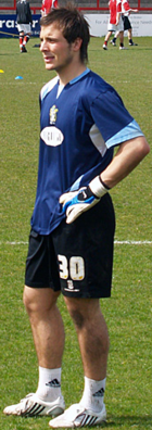 Belford warming up for Bury in 2008 Cameron Belford.png