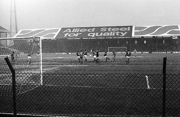 Cardiff City playing Oxford United at Ninian Park in 1983