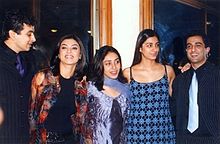 Sen (second from left) with the co-stars of her movie Filhaal in 2002 Cast of Filhaal.jpg