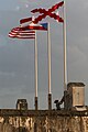 Porto Riko'da San Cristóbal Kalesinde dalgalanan Burgonya Haçlı bayrak