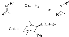 Asymmetric imine hydrogenation by an FLP