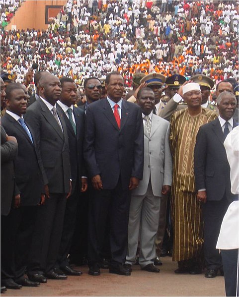 Vieira and others African Heads of State at the Peace Flame Ceremony in Bouaké (Ivory Coast)