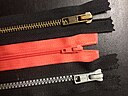 Coil plastic and metal zippers