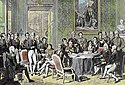 Delegierte des Wiener Kongresses in einem zeitgenössischen Kupferstich