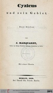 Thumbnail for File:Cyzicus und sein Gebiet - drei Bücher, mit einer Charte - von J. Marquardt.pdf