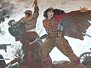 Detail of Painting of Female Partisan in Battle - National Historical Museum - Tirana - Albania - 01 (42748115122).jpg