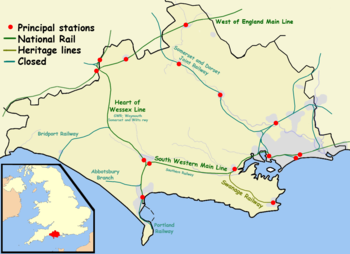 Dorset's railways, past and present. Dorset rail.png