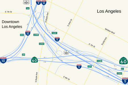 East LA Interchange map