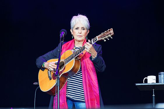 Joan Baez en concert lors du festival des Vieilles charrues le 19 juillet 2015.