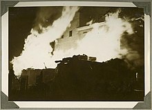 Fire raging at the Distillery, 1936 Fire rages at the Millaquin Distillery Bundaberg 1936.jpg