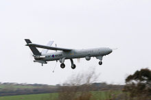 Thales Watchkeeper WK450 first flight in the UK, took off from ParcAberporth on 15th April 2010 First UK flight of Watchkeeper UAV MOD 45151422.jpg