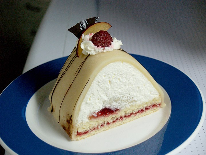 Danish cream cake covered with marzipan