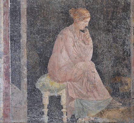 Fresco of a relaxed seated woman from Stabiae, 1st century AD