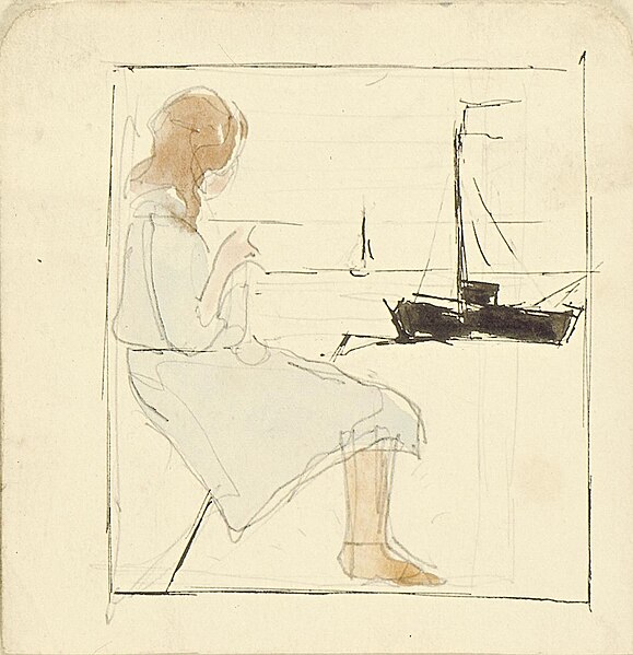 File:Girl Knitting in the Harbor by Theo van Doesburg Centraal Museum AB4453.jpg