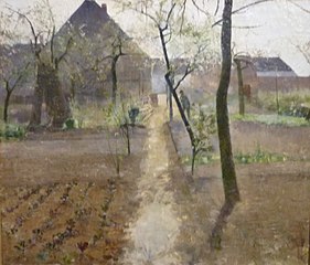 Guillaume Van Strydonck, Potager sous la pluie, Machelen (1884).