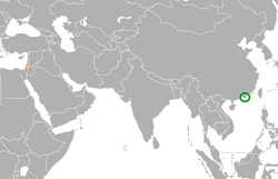 Mapa označující umístění Hongkongu a Izraele