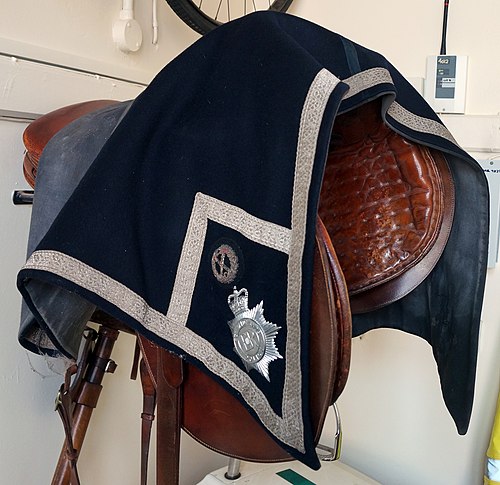 Horse saddle used by the West Midlands Police's mounted unit.