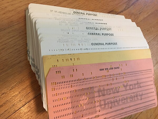 COBOL program deck of punched cards, from the 1970s