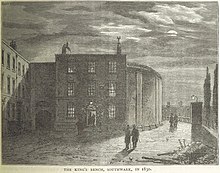 The King's Bench Prison in 1830. Image taken from page 669 of 'Old and New London, etc' (11188167595).jpg