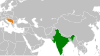 Location map for India and Yugoslavia.