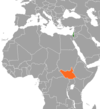 Location map for Israel and South Sudan.