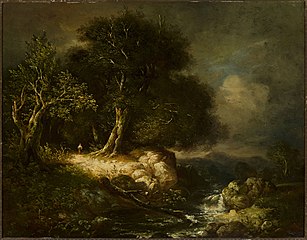 Forest landscape with a road and a river