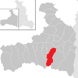 Poloha obce Kaprun v okrese Zell am See (klikacia mapa)