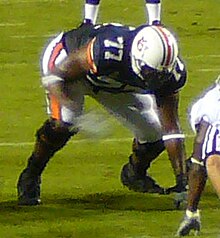 Offensive tackle King Dunlap of the San Diego Chargers gets set on