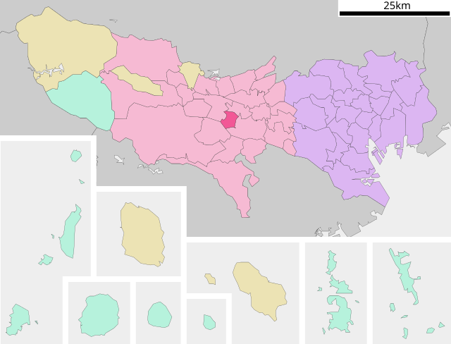 Lage Kunitachis in der Präfektur