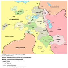 Kurdish independent kingdoms and autonomous principalities circa 1835. Kurdish states 1835.png
