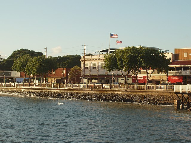 Downtown Lahaina on the waterfront prior to the 2023 fire