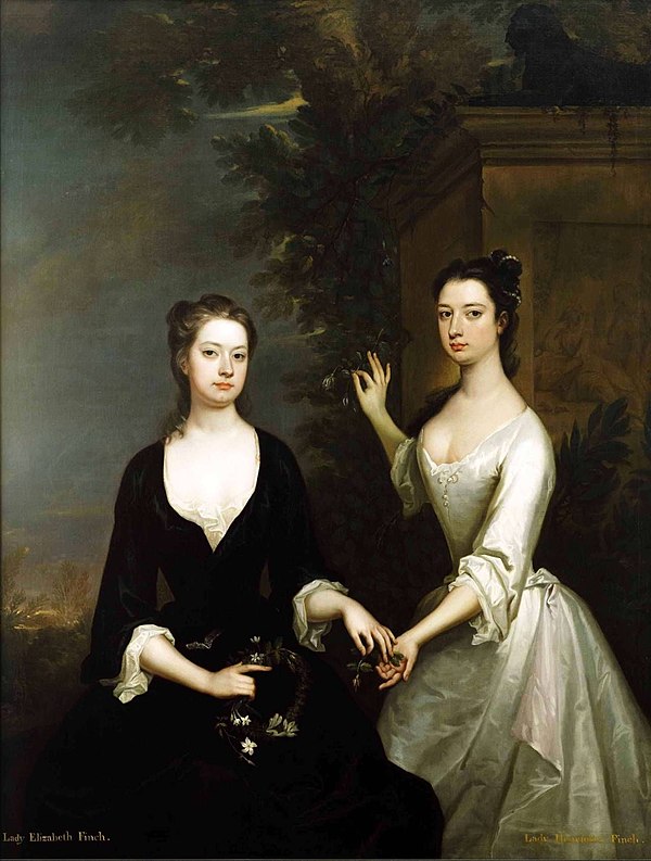 Lady Elizabeth Finch (Later Countess of Mansfield) (left) and her sister Lady Henrietta, Duchess of Cleveland (right).