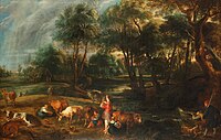 Landscape with Cows and Wildfowlers circa 1630 date QS:P,+1630-00-00T00:00:00Z/9,P1480,Q5727902