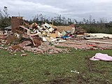 Tornado damage in Lee County, Alabama