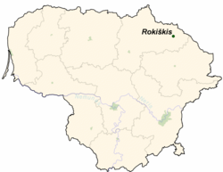 ロキシュキスの位置（リトアニア共和国）の位置図