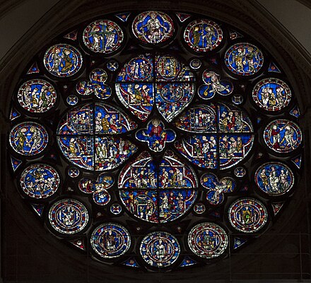 Plate tracery, Lincoln Cathedral "Dean's Eye" rose window (c.1225)