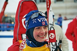 Liv Grete Skjelbreid beim Weltcup in Antholz 2006