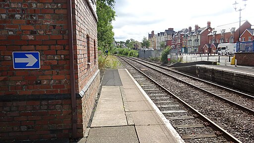 Llandrindod railway station, Heart of Wales line, Powys. Signal box and view south