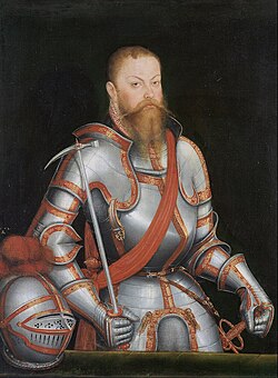 Portret van Maurits van Saksen (1521-1553) met krijgshamer (Staatliche Kunstsammlungen Dresden).