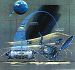 artist's rendition of Lunokhod, with its protective cover open Lunokhod-mission.jpg