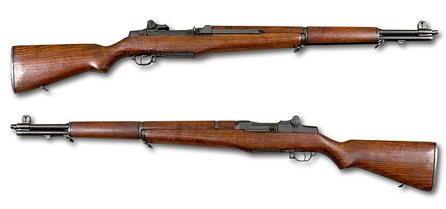 The M1 Garand, designed by John Garand in 1936 and initially produced for the United States military.