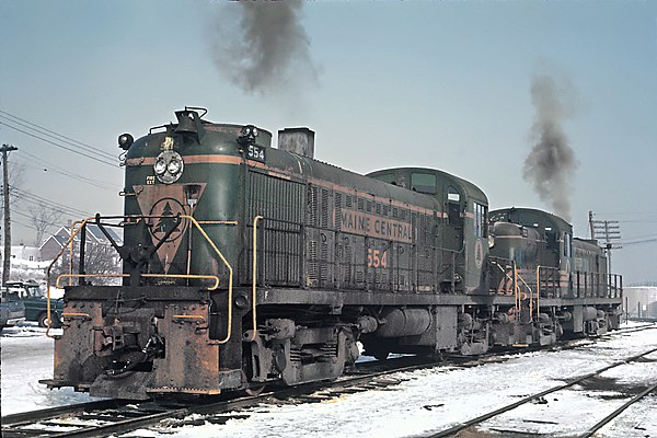 Maine Central RS2 554 at Bangor, Maine. (1970)