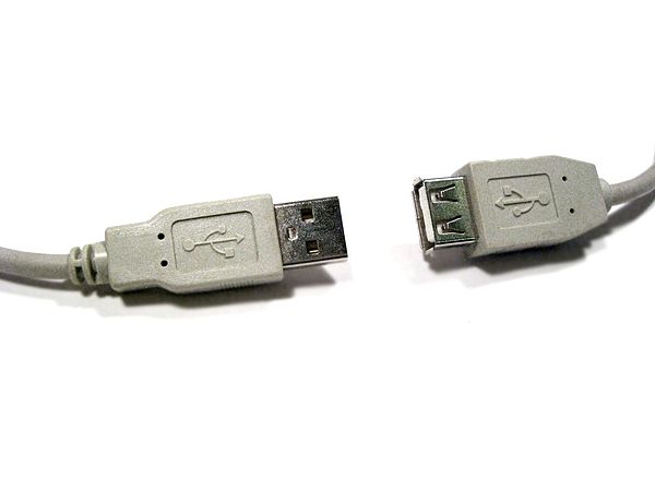 Non-standard "USB extension cable", plug on the left, receptacle on the right. (USB does not allow extension cables. Non-standard cables may work but 