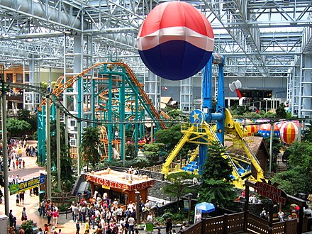The former Camp Snoopy Amusement park before it was Nickelodeon Universe at the center of the Mall of America in Bloomington, Minnesota, the largest shopping mall in the United States
