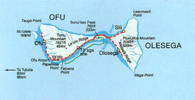 Mapa de la isla de Ofu-Olosega (el aeropuerto está en el suroeste).