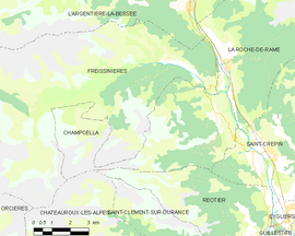 Mapa obce Champcella