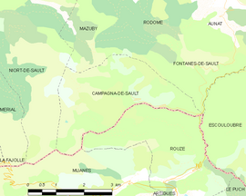 Mapa obce Campagna-de-Sault