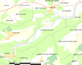 Mapa obce Ougney-Douvot