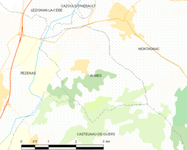 Mapa obce Aumes